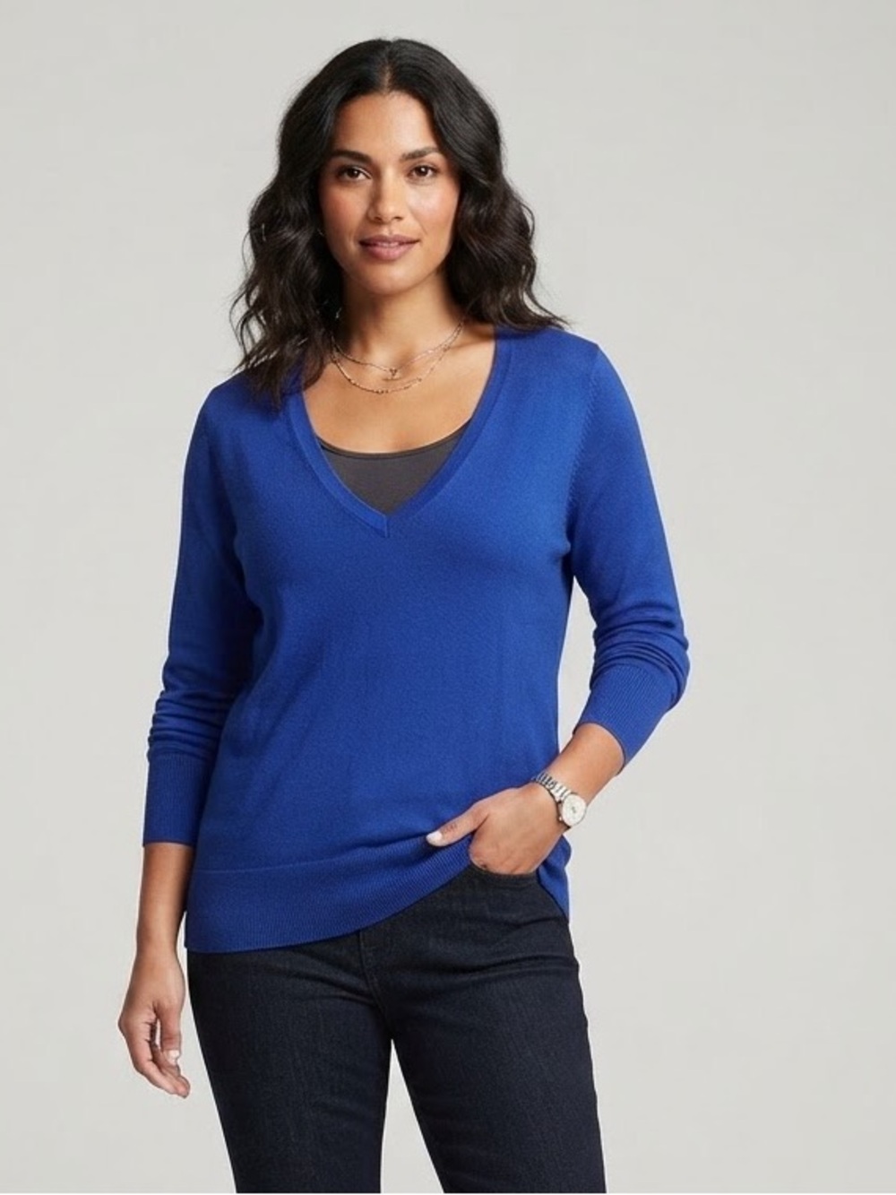 Lane Bryant Cobalt V-Neck Sweater